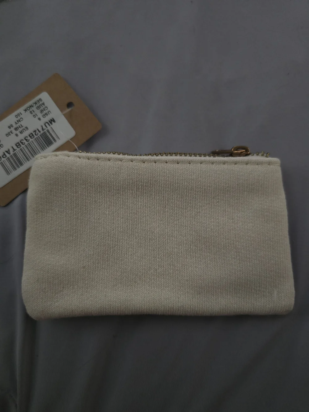Brandy Melville Cream Canvas Coin Pouch with Kewpie Doll Print